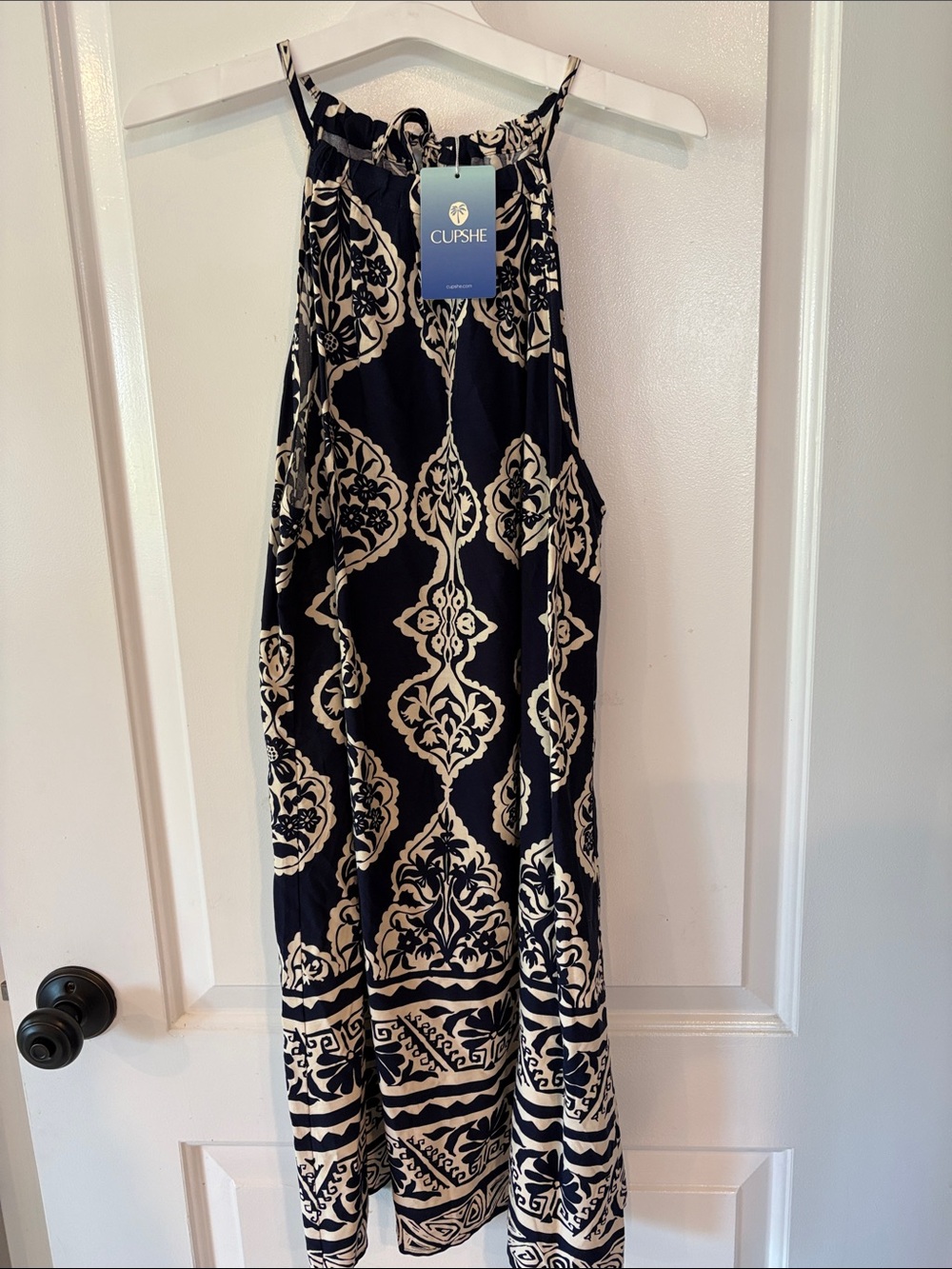 NWT Cupshe Navy and Cream Lightweight Dress/Coverup - Size L